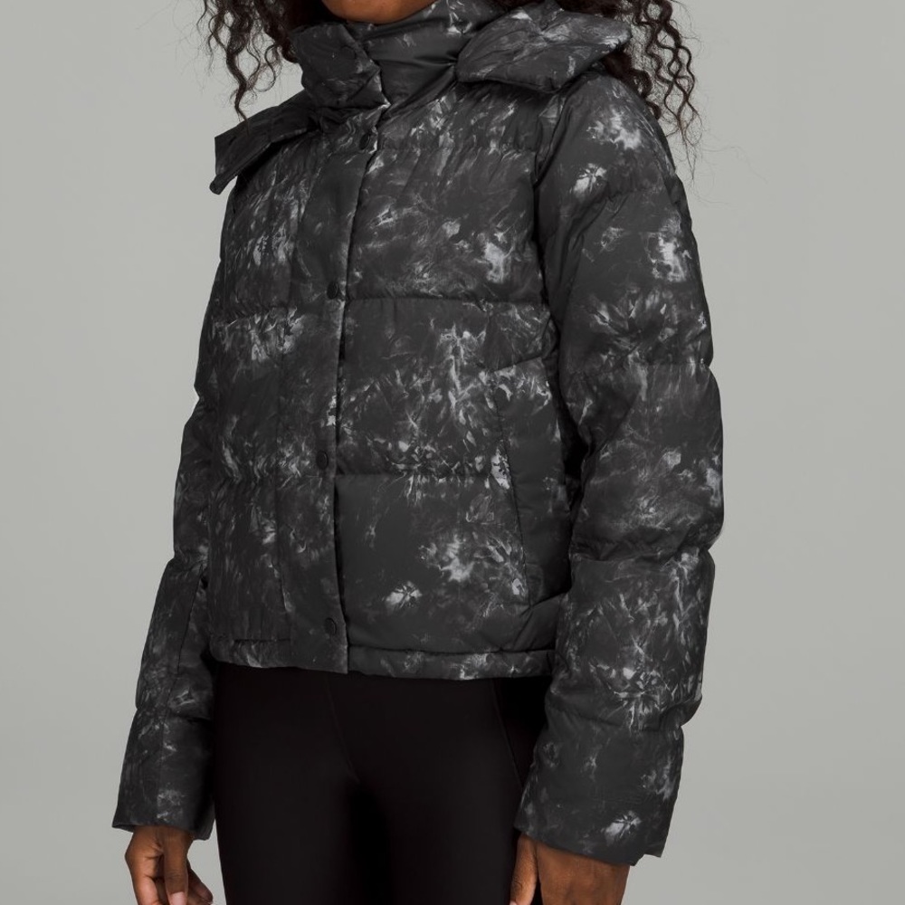 lululemon Wunder Puff Cropped Jacket Aquila Black Multi Size 4